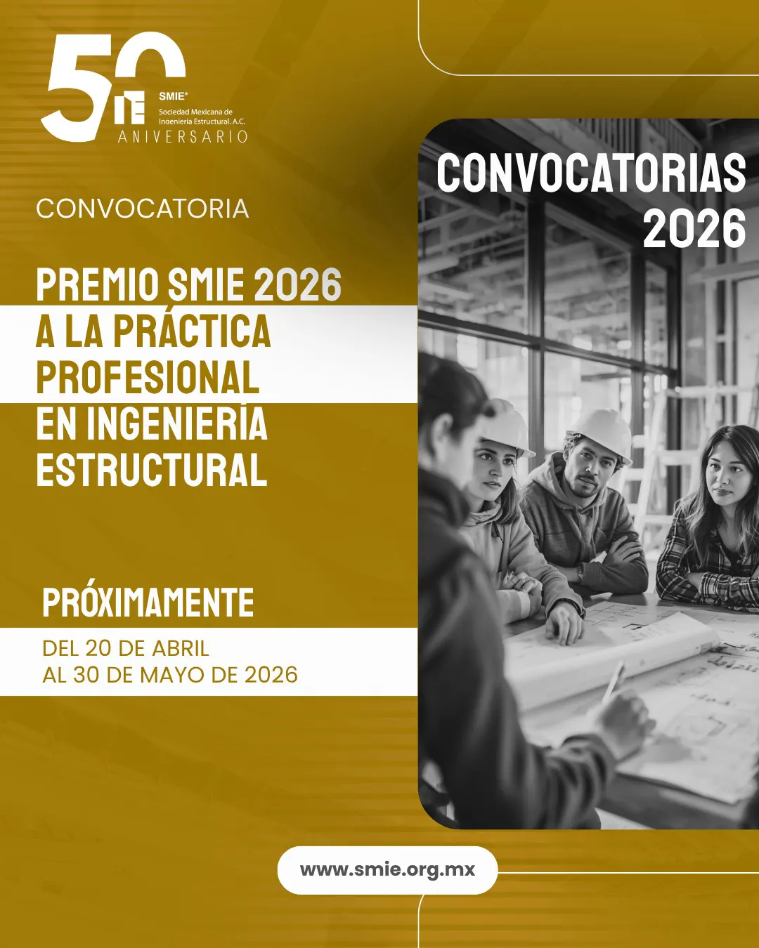 Convocatoria Premio SMIE 2026 a la Práctica Profesional en Ingeniería Estructural