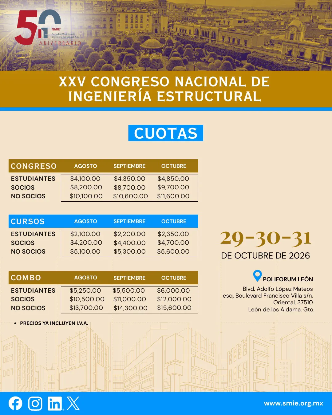 Cuotas CNIE 2026, León Guanajuato